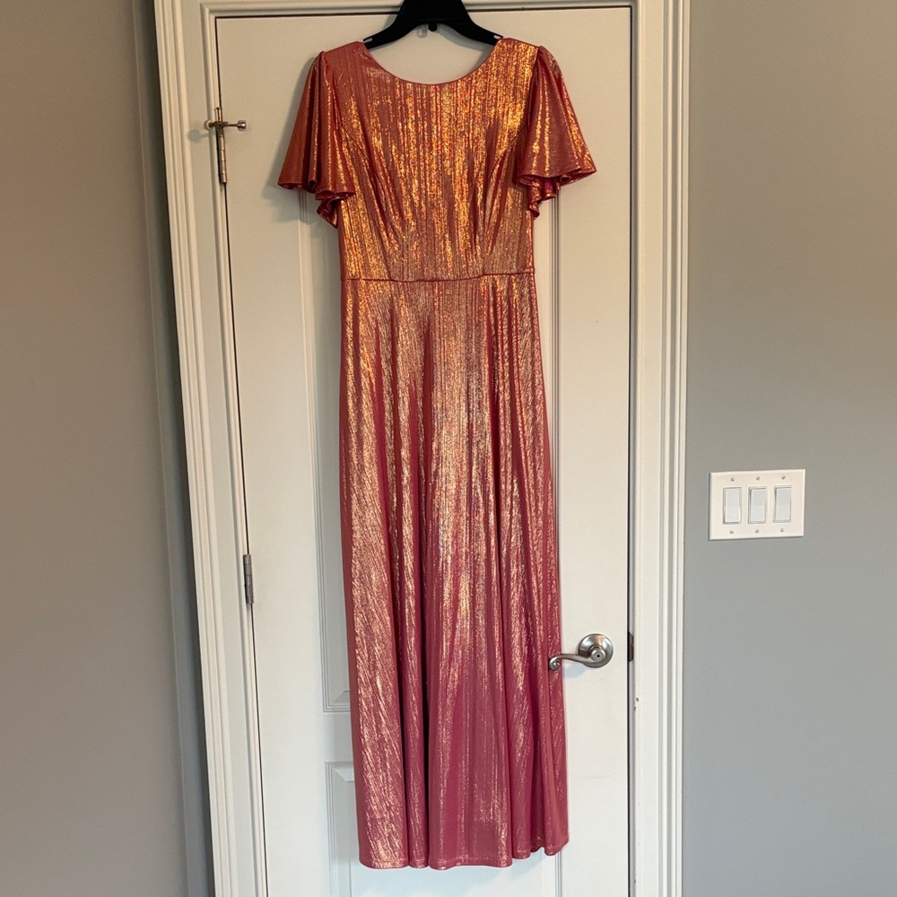 SHEIN Shimmering Pink and Gold Formal Dress